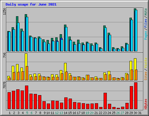 Daily usage for June 2021